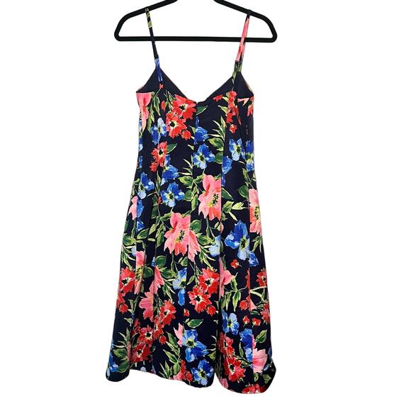 ELIZA J Fit & Flare Cocktail Dress Spaghetti Strap Floral Print Blue Size 6 - Picture 2 of 9